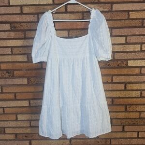 Polagram Small White Embroidered Detail Babydoll Dress